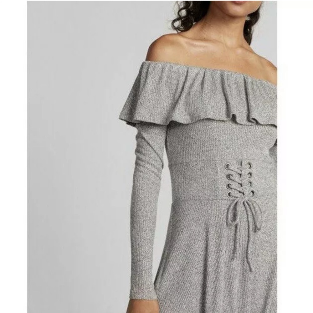 NWT EXPRESS Corset Waist Fit & Flare Dress Gray S